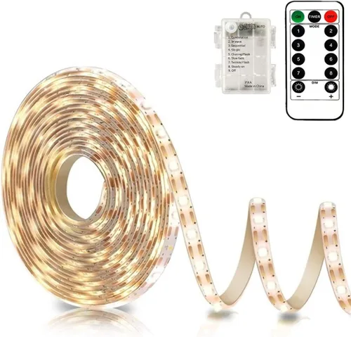 Vista 9 de echosari Tira de luces operadas por batería, 16.5 pies, 150 LED 2835 SMD, tiras de luces para armario con control remoto para dormitorio, cocina