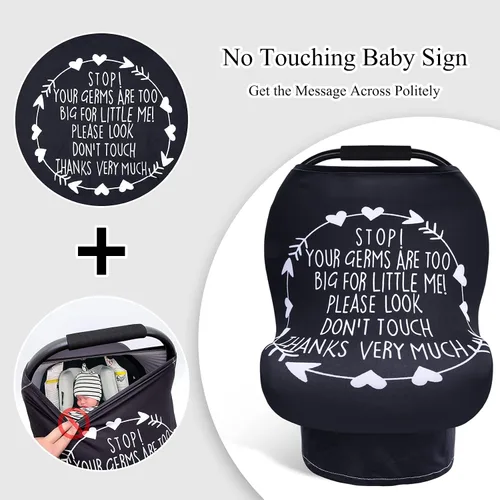 Vista 2 de Metplus Funda de asiento de automóvil sin contacto para bebés, fundas de lactancia para mamá, bufanda de lactancia, toldo multiusos para asiento