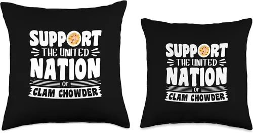 Vista 3 de Support the united nation of Clam Chowder Throw Pillow