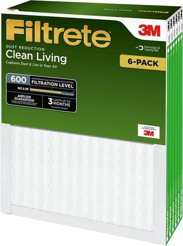 Vista 6 de Filtrete Clean Living - Filtro de aire para horno AC, MPR 600, 12 x 24 x 1 pulgadas, filtro antipolvo.