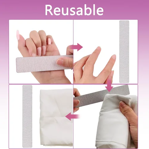 Vista 4 de Paquete de 24 limas de uñas, grano 100/180 de doble cara, profesional, reutilizable, lavable, lima de uñas, herramientas de manicura para uñas