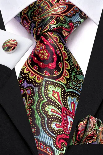 Vista 239 de Dubulle Corbata tejida de cachemira para hombre y gemelos de pañuelo para hombre, conjunto de gemelos para boda formal y negocios