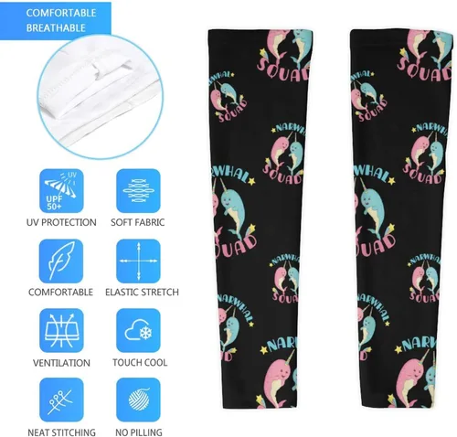 Vista 5 de Narwhal - Mangas para cubrir los brazos, protector solar UV, mangas de enfriamiento para brazos, mangas deportivas de verano