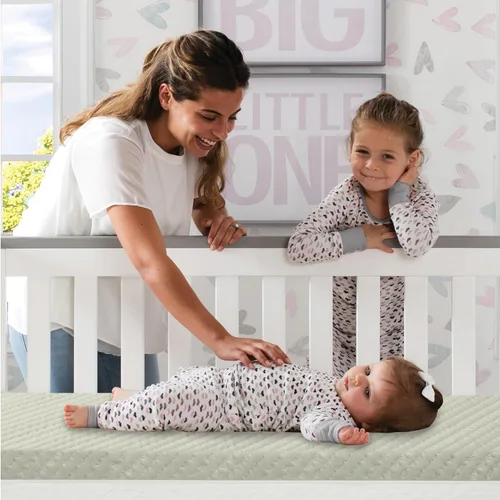 Vista 2 de Delta Children Colchón Spring Breeze – Colchón transpirable para cuna de bebé y niños pequeños con núcleo de nube – Funda lavable a máquina