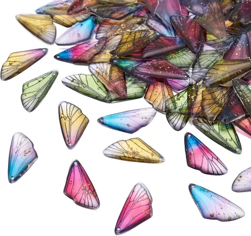 Vista 9 de Craftdady Colgantes de Resina de Alas de Mariposa y Alas de Hada - Lindos Colgantes Colgantes de Animales y Dijes de Hongos - Dijes Degradados