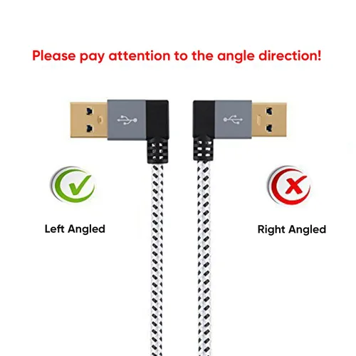 Vista 3 de CableCreation Cable de extensión USB 3.0 corto de 1 pie, cable extensor USB macho a hembra en ángulo izquierdo, USB 3.0 de 90 grados para VR