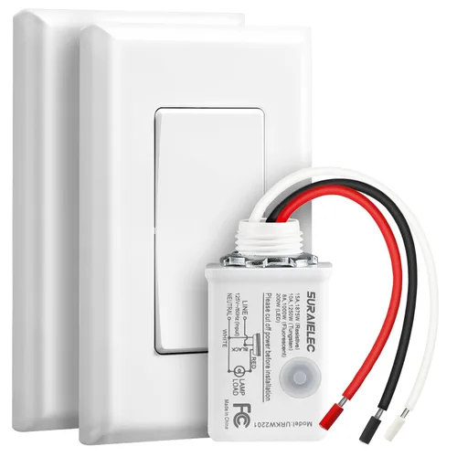 Vista 8 de Kit de interruptor de luz inalámbrico y receptor, negro, control remoto de 15 A No Wiring Required, No Interference, 100 ft Range, Expandable Wall