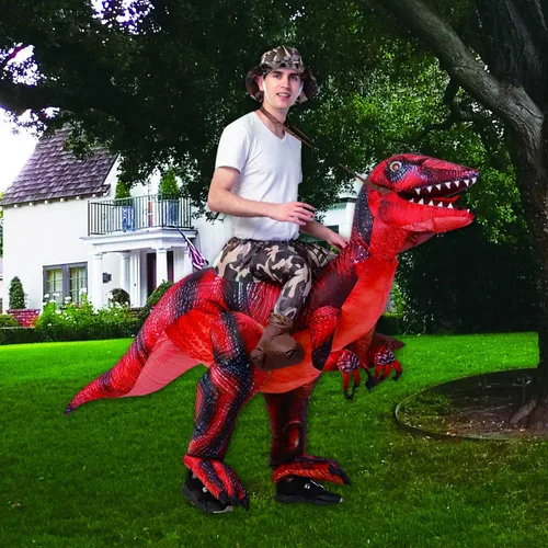 Vista 6 de GOOSH Inflatable Costume for Adults Halloween Costumes Men Women Dinosaur Rider Blow Up Costume for Unisex Godzilla Toy