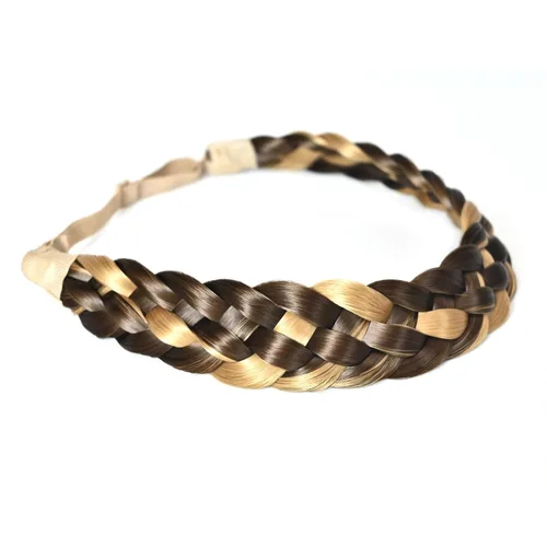Vista 17 de Diadema de pelo sintético de 5 hebras trenzadas, clásicas, gruesas, anchas, trenzadas, elásticas, multicolor, accesorios de belleza para el cabello