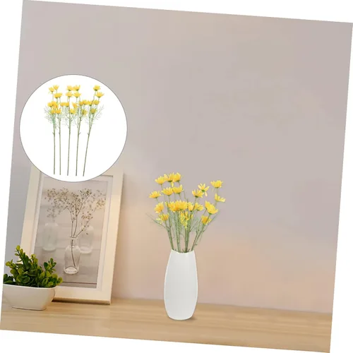 Vista 2 de IMIKEYA Ramo de margaritas simuladas, 5 uds. Arreglo de vegetación artificial, rama, vegetación, decoración de boda, plástico