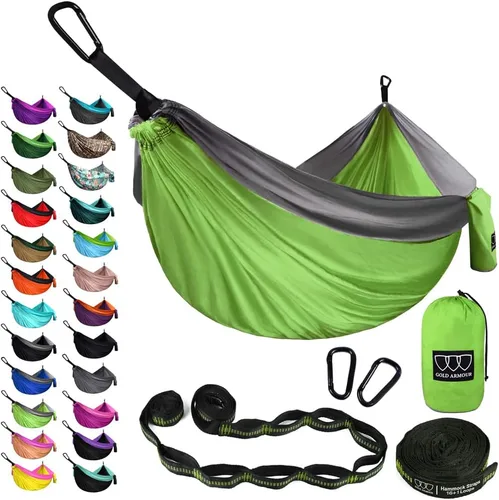 Vista 16 de Gold Armour Hamaca de camping – Hamaca doble XL, hamaca portátil, accesorios de camping, equipo para exteriores e interiores con correas de árbol