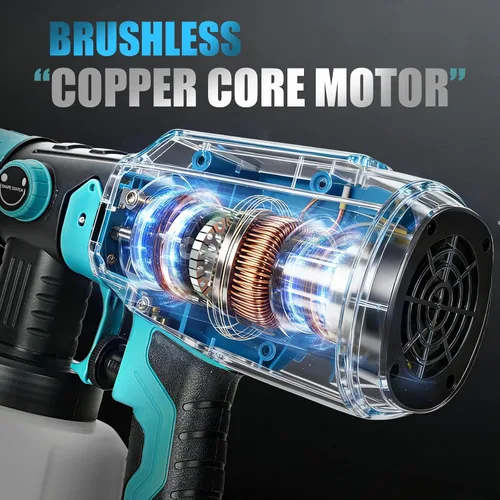 Vista 5 de Pulverizador de pintura inalámbrico para batería de 20V de Makita, pistola de pintura manual con 3 patrones de pulverización y 4 boquillas, ideal
