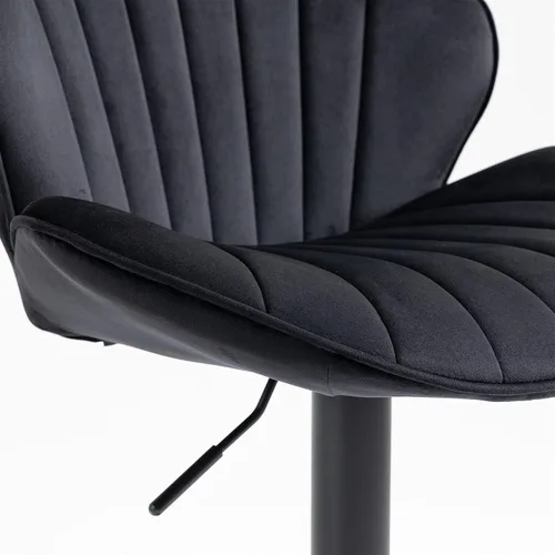Vista 10 de SZLIZCCC Shell - Juego de 2 taburetes de bar giratorios ajustables con chasis negro, silla de bar de terciopelo con respaldo medio, taburete