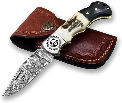 Vista 15 de Cuchillo plegable de bolsillo de acero de Damasco personalizado, regalo personalizado para marido, papá, novio, regalos de padrinos de boda, regalos