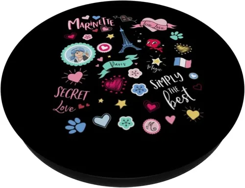 Vista 2 de Miraculous PopSockets de Mariquita Encantadora París Marinette Secret Love PopSockets intercambiables PopGrip