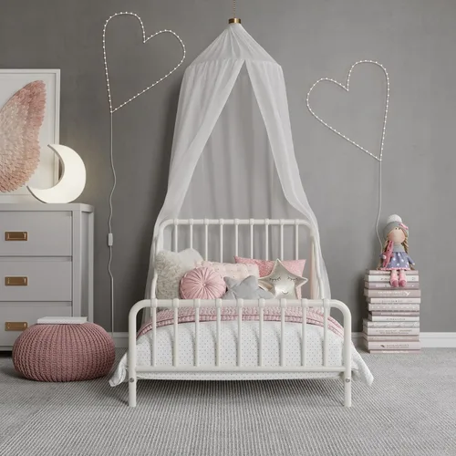 Vista 4 de Little Seeds Quinn - Cama infantil de metal caprichoso, color blanco roto