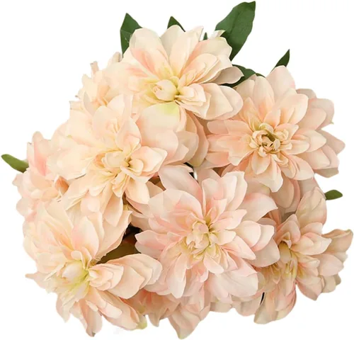 Vista 5 de 10 cabezas dalia falsa flor artificial dalia flor claro champán Champán claro