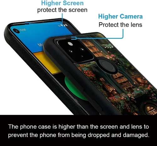 Vista 988 de Compatible con Google Pixel 4A 5G Mobile Case Creative Acrylic Panel trasero Silicona Protección Grip especialmente diseñado para Google Pixel 4A 5G