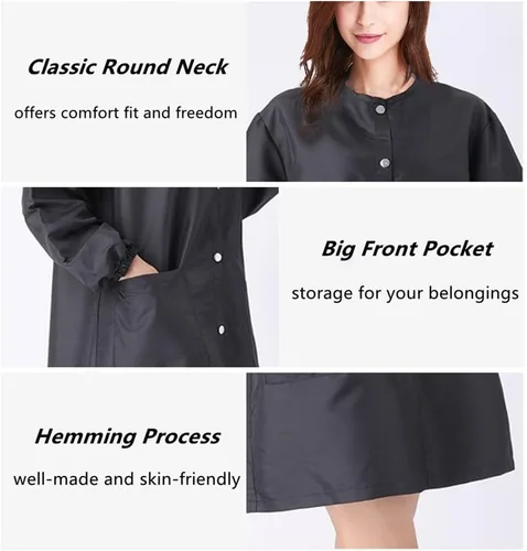Vista 2 de TOPTIE Negro Salón Smock Peluquero Ropa de Trabajo Peluquería Cabo Estilista Peluquero Chaqueta de Peluquero Mascotas