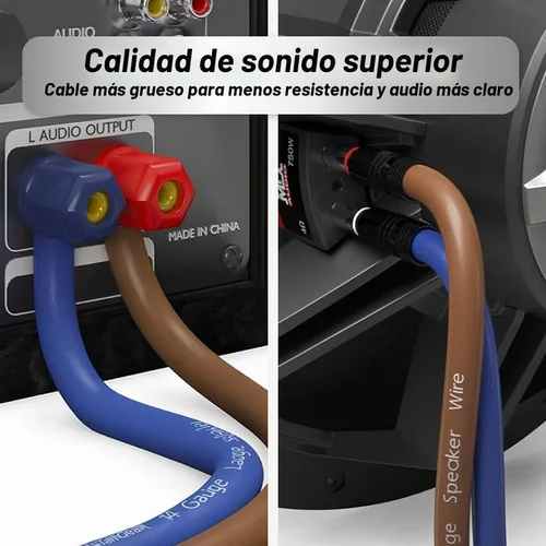 Vista 4 de InstallGear - Cable de altavoz de calibre 14, cable de 100 pies, 14 AWG Azul/Negro