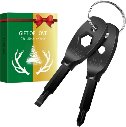 Vista 7 de Regalos de Navidad para hombres Llavero con destornillador de bolsillo, rellenos de calcetines para hombres, destornillador Phillips de cabeza