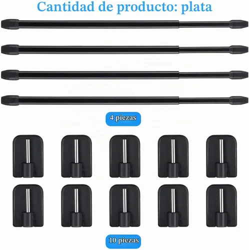 Vista 3 de Jetec 4 Piezas Barras de Cortina Extensibles para Armario Barras de Tensión Ajustables Barra de Cortina de Plástico con 10 Piezas Ganchos