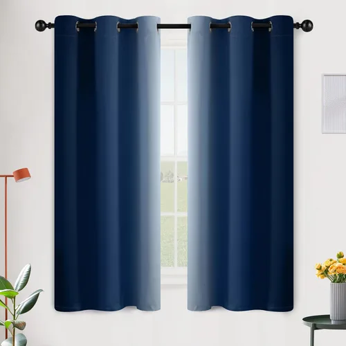 Vista 120 de SimpleHome Cortinas degradadas degradadas para oscurecer la habitación de 36 pulgadas de largo para dormitorio, con ojales y bloqueo de luz Negro