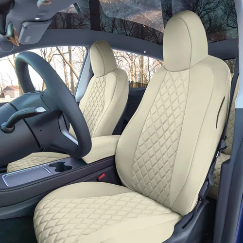 Vista 31 de FH Group Fundas de asiento de automóvil de ajuste personalizado hechas específicamente para Tesla Model Y Ultraflex 2020-2025, fundas de asiento