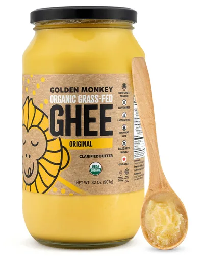 Vista 8 de GOLDEN MONKEY Mantequilla de ghee orgánica – Mantequilla clarificada alimentada con pasto para cocinar, hornear, keto y salud intestinal