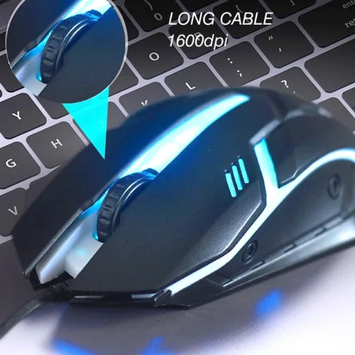 Vista 2 de Mouse USB A largo – Ratón con cable de 15 pies para Windows, Mac, laptop, laptop, Chromebook – Uso diestro o zurdo