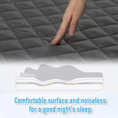 Vista 5 de HYLEORY Protector de colchón impermeable tamaño Queen, transpirable, acolchado, sin ruido, impermeable, para colchón de hasta 21 pulgadas de Gris