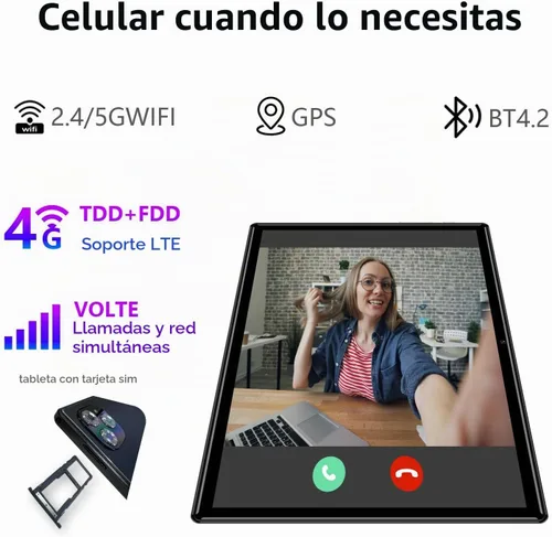 Vista 6 de Tableta Android de 10 pulgadas, Octa-Core Android 13 desbloqueada con ranura para tarjeta SIM, 128 GB ROM+6 GB RAM, cámara de 5 MP+13MP/5G WIFI