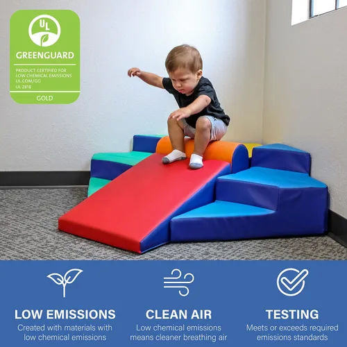 Vista 5 de FDP SoftScape Escalador de esquinas escalonadas y deslizantes, estructura de juego activo para interiores para niños pequeños y preescolares, espuma