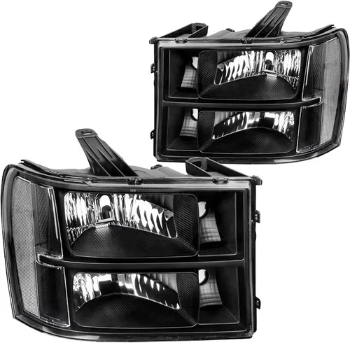 Vista 14 de SOCKIR Conjunto de Faros Halógenos Bombillas Incluidas Compatible con GMC 2007-2013 Sierra 1500 / 2007-2014 2500HD 3500HD 09-13 Hybrid Lado