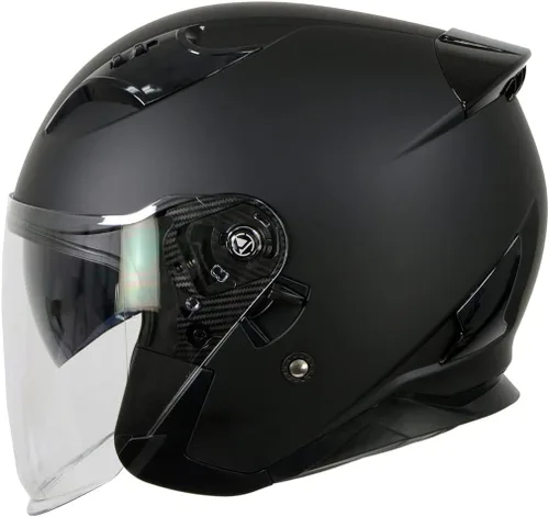 Vista 9 de Milwaukee Performance Helmets MPH9805DOT Shift Open Face 3/4 Matte Black Helmet Biker w/ Drop Down Visor