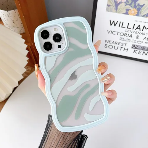 Vista 13 de DEFBSC Compatible con iPhone 11, bonita funda protectora con forma de marco de onda rizada, diseño artístico de parachoques para teléfono