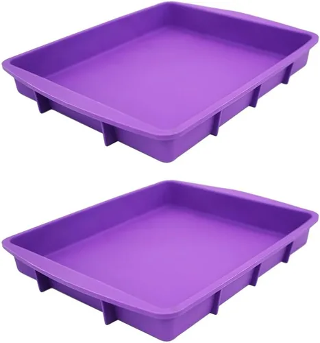 Vista 7 de Lmaray Bandeja de silicona morada de 11 x 9.5 pulgadas, segura, duradera, fácil de limpiar, apta para microondas y horno
