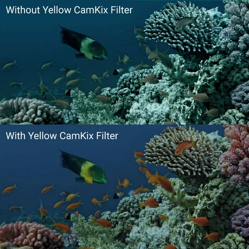 Vista 6 de Juego de lentes para sumergir cámara GoPro HERO, en colores variados para filmar y tomar fotografías debajo del agua, colores vívidos, con contraste