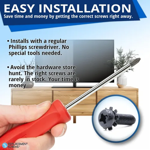 Vista 6 de ReplacementScrews Tornillos M4 de 0.551 in compatibles con muchos soportes de TV LG, juego de 4