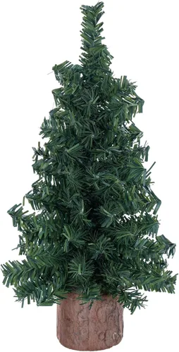 Vista 8 de Vickerman - Árbol artificial de Navidad de pino mini de 12 pulgadas, sin luz, decoración de mesa para interiores estacional con base de madera Verde