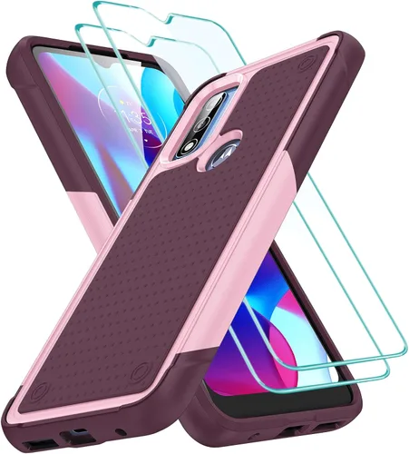 Vista 10 de Jeylly Funda para Motorola G Power 5G (2023) con 2PCS protectores de pantalla de vidrio, protección resistente de plástico duro+parachoques