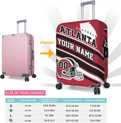 Vista 3 de Fundas de equipaje personalizadas con nombre y número, funda de maleta lavable elástica personalizada para equipaje, Atlanta