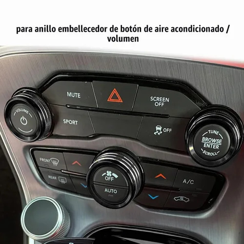 Vista 4 de Para Dodge Challenger Charger (2015-2021), cubierta de perilla de control de clima de CA, interruptor de sintonización de volumen automático, ajuste