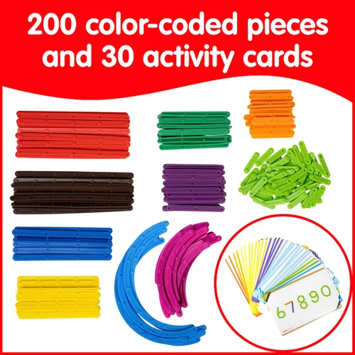 Vista 3 de Ventaja para aprendizaje 21365 Junior Geostix, Grado: Jardín de infantes hasta 5, Plástico. 200 palos de construcción multicolores, 30 tarjetas