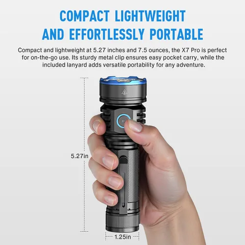 Vista 7 de RECHOO Linterna recargable, 1 paquete, linternas recargables superbrillantes de alto lúmenes, 3 modos de iluminación ajustables con 7 linterna LED