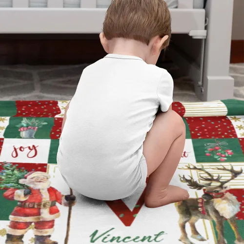 Vista 6 de callie Manta de Navidad Personalizada para Niños y Adultos, Manta Decorativa de Franela/Sherpa Suave y Acogedora con Nombre e Inicial Personalizada