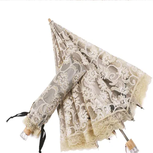 Vista 11 de Orgrimmar Sombrilla de encaje para mujer, protección anti-UV, UPF 50+, paraguas plegable ligero y portátil (negro)