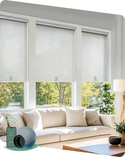 Vista 7 de Yoolax Persianas motorizadas con control remoto, persianas inteligentes opacas para ventanas, persianas enrollables motorizadas, persianas