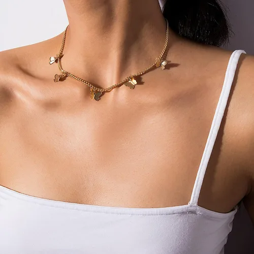 Vista 2 de Dainty Gold Butterfly Bow Necklace for Women,18k Gold Plated Choker Necklaces for Women Waterproof & Daily & Simple, Gold Jewelry for Women