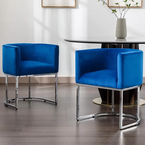 Vista 28 de RIVOVA - Silla tapizada para comedor, silla lateral moderna de barril, sillas tapizadas para comedor, silla cómoda para cocina, silla lateral